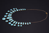Antique 9K Yellow Gold Genuine Persian Turquoise Necklace 23.6 Grams