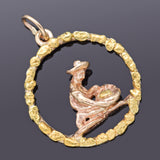 Vintage 14K Yellow Gold & Gold Nugget Panning For Gold Charm Pendant