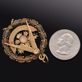 Antique C.G. Braxmar Co 14K Yellow Gold Moonstone Large Masonic Pendant 11.6 Gr