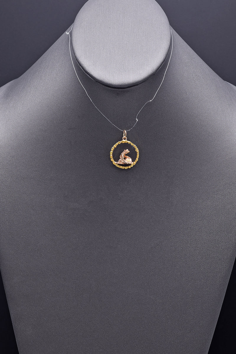 Vintage 14K Yellow Gold & Gold Nugget Panning For Gold Charm Pendant