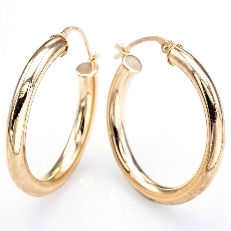 Estate 14K Yellow Gold 3 mm Hoop Earrings