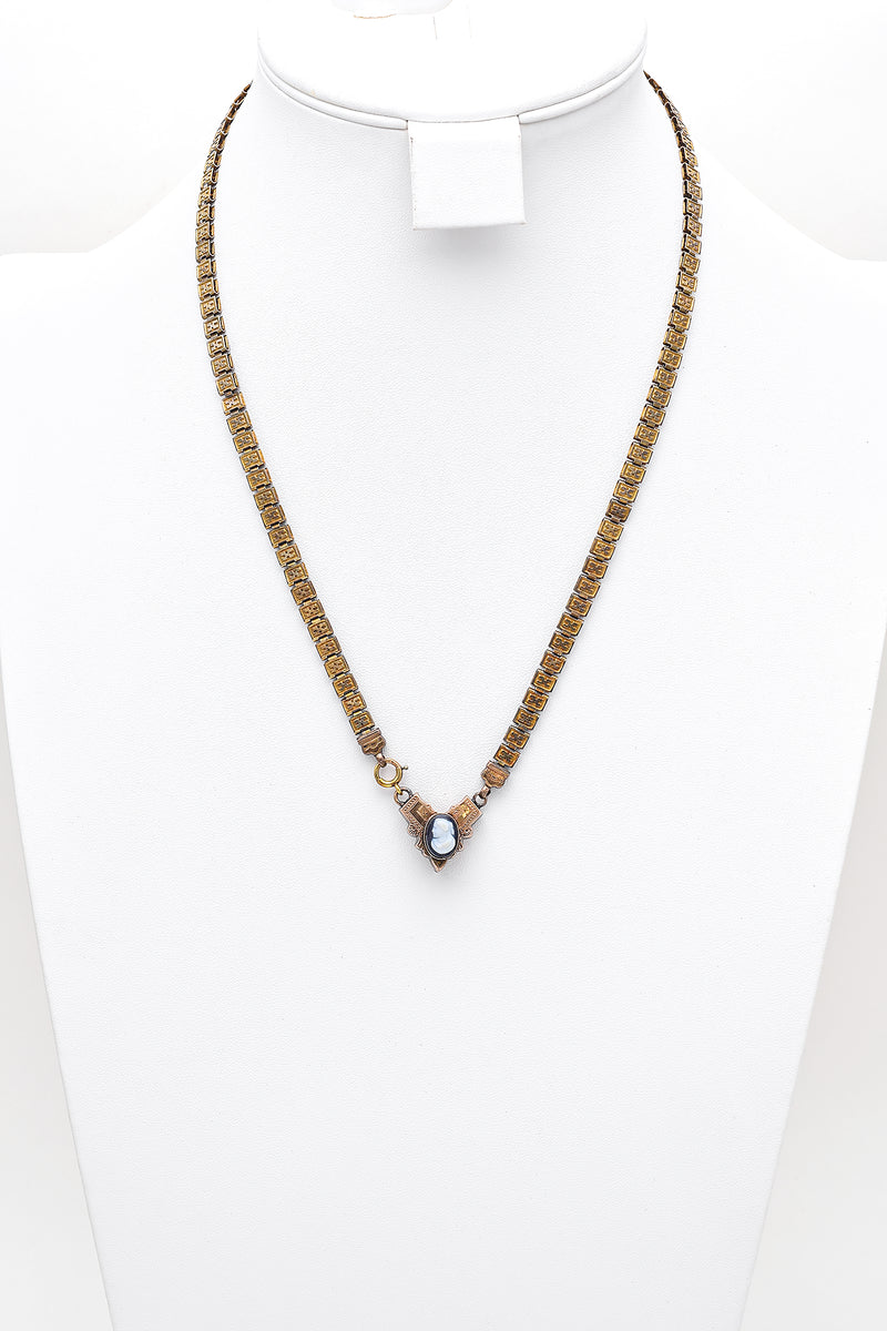 Antique Victorian 12K Gold Filled Onyx Cameo Pendant Necklace
