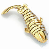 Vintage 18K Yellow Gold 2.25 TCW Diamond & Ruby Movable Koi Fish Pendant