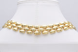 Estate 18K Yellow Gold 3-Row Panther Chain Chunky Collar Necklace +Case