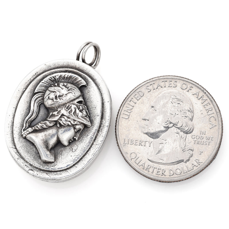 Vintage Henryk Winograd HW 999 Fine Silver Repoussé Roman Soldier Pendant 28.0mm