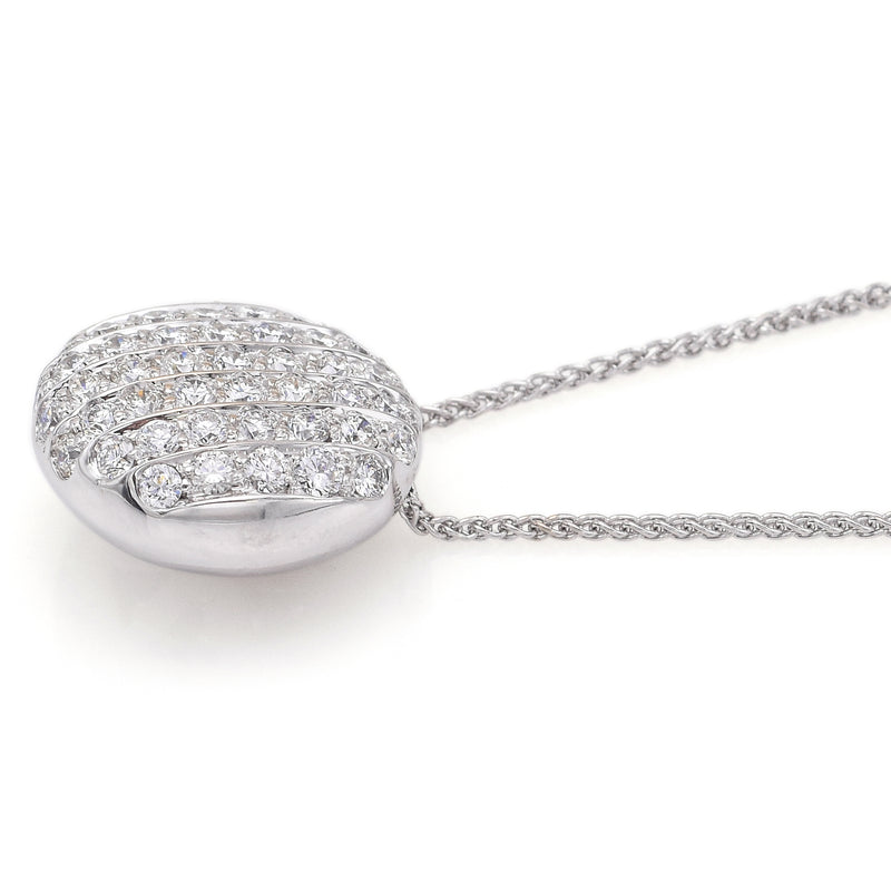 Estate 18K White Gold 3.06 TCW Diamond Circle Pendant Slider Necklace