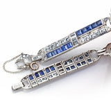 Antique Platinum 6.60 TCW Sapphire & 4.80 TCW Diamond Art Deco Bracelet