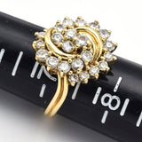Vintage 14K Yellow Gold 1.83 TCW Diamond Cluster Cocktail Ring