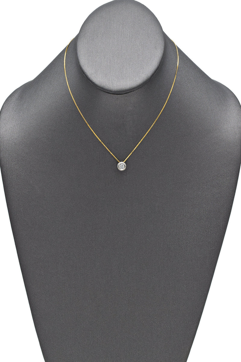 Vintage Platinum 0.30 Ct Diamond Slider Pendant & 14K Gold Chain Necklace
