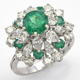 Vintage Platinum 2.09 TCW Emerald & 3.36 TCW Diamond Cocktail Ring