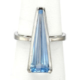 Vintage 14K White Gold 4.66 Ct Blue Spinel Triangle Geometric Cocktail Ring