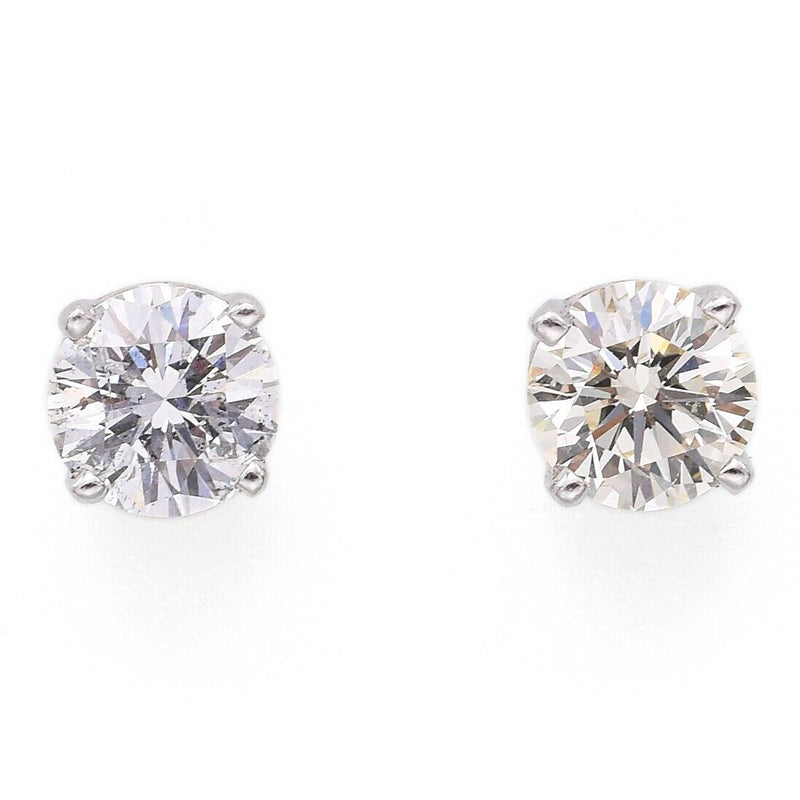 Vintage 14K White Gold 0.74 TCW Diamond Round Stud Earrings 4.6 mm
