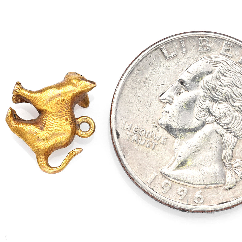 Vintage 14K Yellow Gold Kitten Cat Charm Pendant