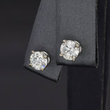 Vintage 14K White Gold 1.55 TCW Diamond Round Screw-Back Stud Earrings