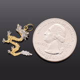 Vintage 14K Yellow & White Gold Dragon Charm Pendant 1.7 Grams