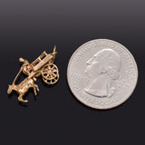 Vintage 9K Yellow Gold Horse Carriage Charm Pendant