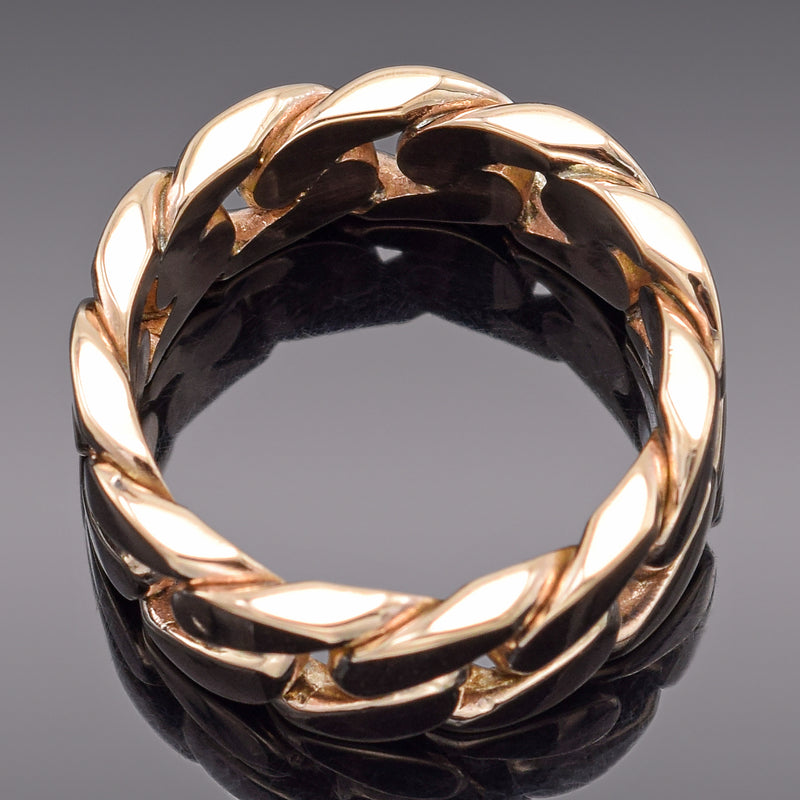 Estate 14K Yellow Gold Cuban Chain Band Ring 13.2 Grams 8.5 mm Size 9.25