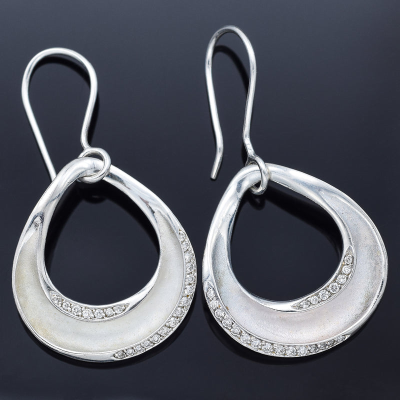 IPPOLITA Sterling Silver Diamond Dangle Pear Earrings 5.8 Grams