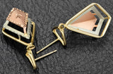 Vintage 14K Yellow, Rose & White Gold Etched Geometric Dangle Earrings