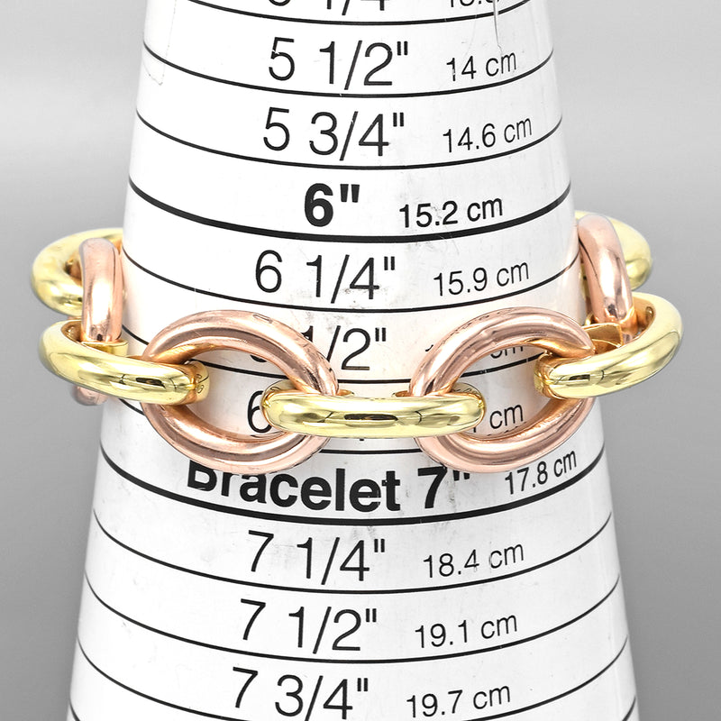 Vintage 14K Yellow & Rose Gold Large Oval Link Bracelet