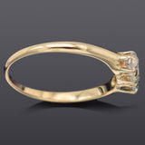 Antique 14K Yellow Gold 0.42 TCW Old Euro Diamond Three-Stone Band Ring