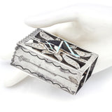Vintage Sterling Silver Onyx Turquoise MOP Southwestern Horse Match Box Holder