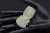 Antique Pale Green Mutton Fat Jade Carved Deity Figurine Pendant 67.4 Grams