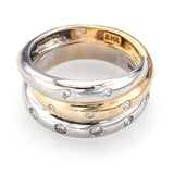 Vintage 14K White & Yellow Gold Diamond Soldered Band Ring Set
