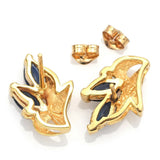 Vintage 14K Yellow Gold Sapphire & Diamond Stud Earrings