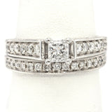 Vintage 14K White Gold 1.01 TCW Diamond Band Ring Set