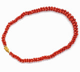 Vintage 18K Yellow Gold Red Coral Beaded Strand Necklace