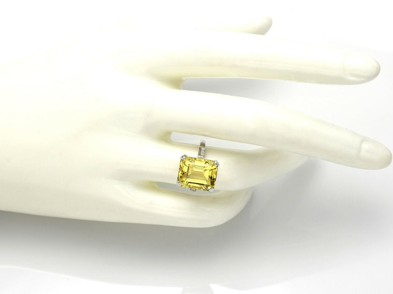 Vintage Platinum 8.02 Carat Citrine & 0.34 TCW Diamond Cocktail Ring