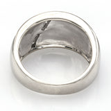 Vintage 14K White Gold Abalone & Diamond Band Ring