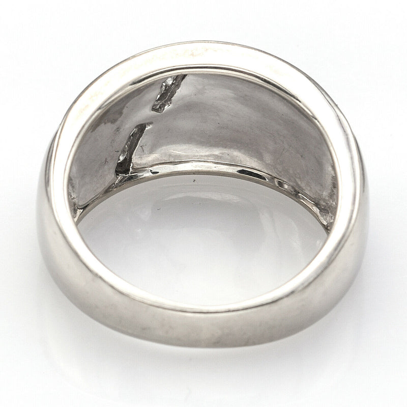 Vintage 14K White Gold Abalone & Diamond Band Ring
