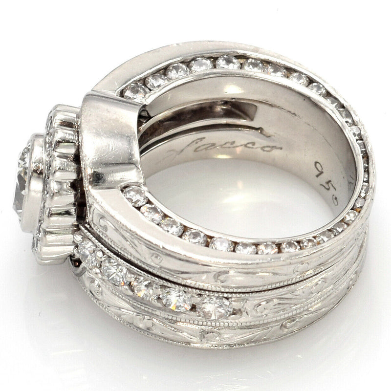 Vintage Platinum 2.69 TCW Diamond Soldered 3 Piece Ring Set 22.2 Grams Size 4