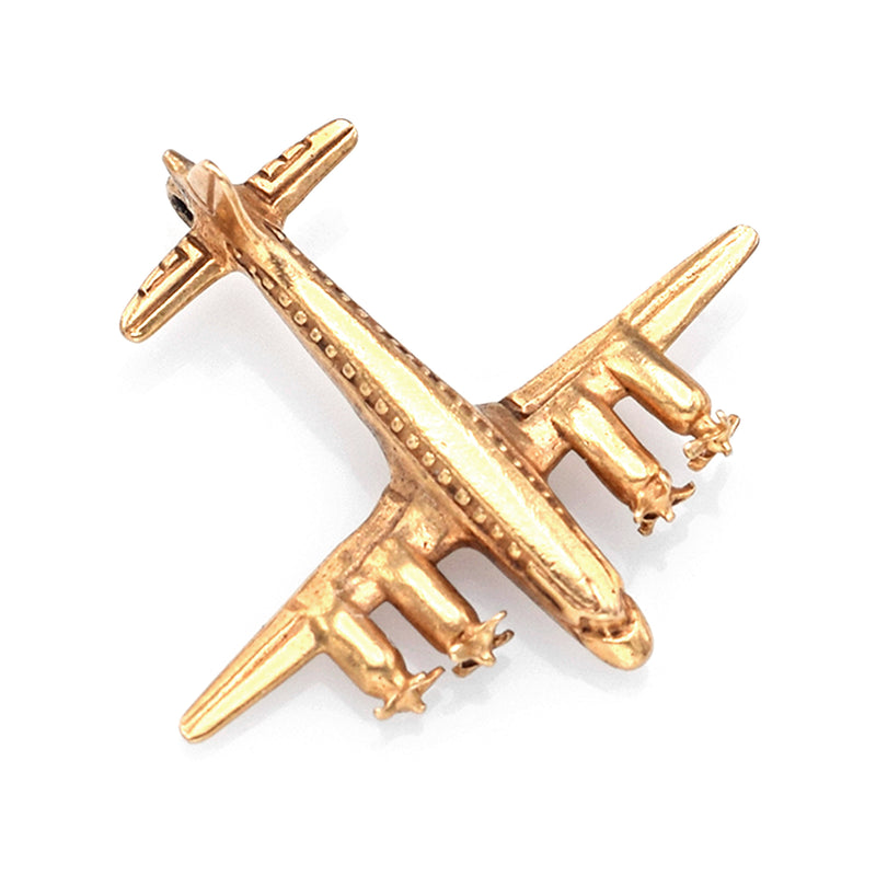Vintage 14K Yellow Gold Airplane Charm Pendant