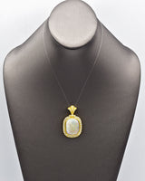 Vintage 18K Yellow Gold Opal & Diamond Pendant H/I SI-1