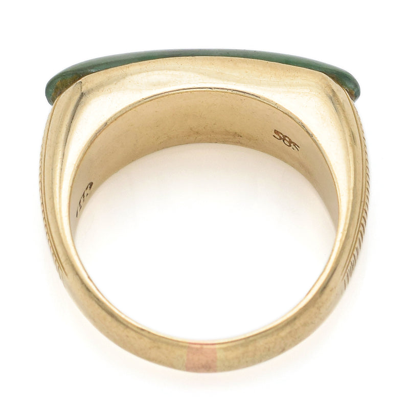 Vintage 14K Yellow Gold Green Jade Saddle Band Ring 4.0 Grams Size 5.25