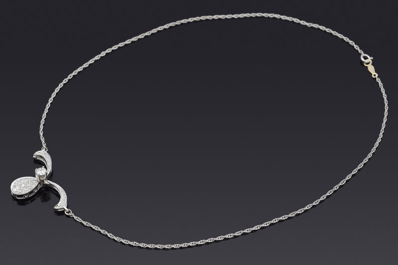 Antique 14K White Gold 0.56 TCW Diamond Interchangeable Pendant Necklace