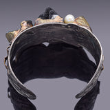 Margaret Barnaby Sterling Silver & 18K Gold Opal Multi-Stone Cuff Bracelet 9386