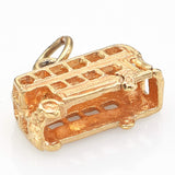 Vintage 14K Yellow Gold Double Decker Bus Charm Pendant