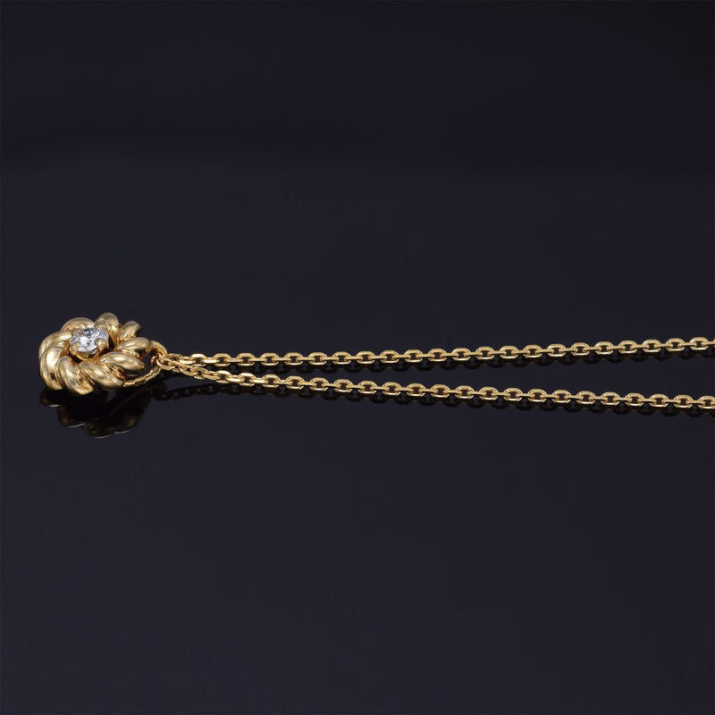 Chaumet 18K Yellow Gold Diamond Pendant Necklace E VS-1 + Box