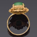 Vintage 18K Yellow Gold 5.08 Ct Green Jade Cocktail Ring