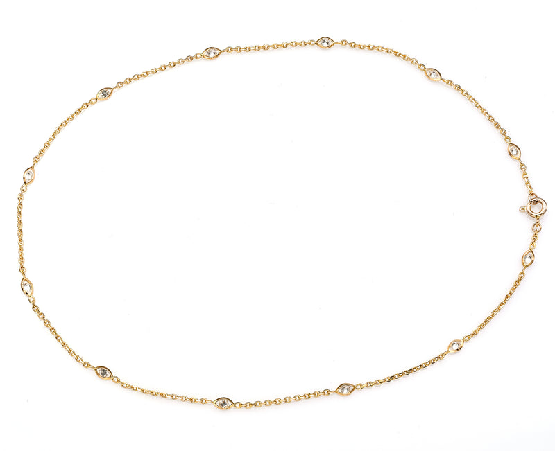 Vintage 14K Yellow Gold 0.84 TCW Diamond Station Necklace