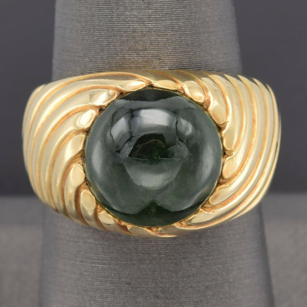 Criso Vintage 18K Yellow Gold 7.54 Ct Emerald Band Ring 9.2 Grams Size 8.5