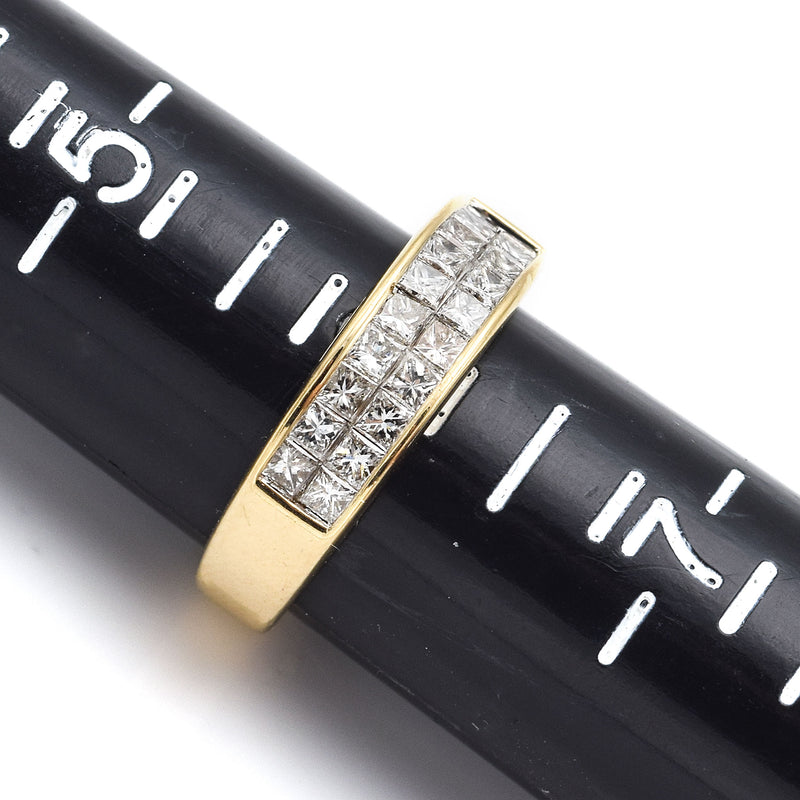 Vintage 14K Yellow Gold 1.20 TCW Diamond Two-Row Band Ring