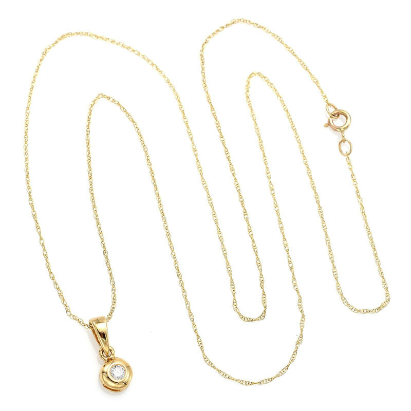 Vintage 14K Yellow Gold Diamond Pendant Necklace
