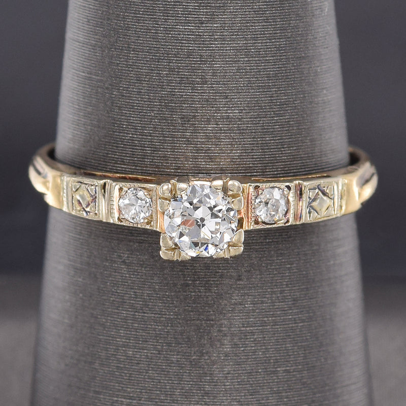 Antique 18K & 14K Yellow Gold 0.38 TCW Diamond Art Deco Band Ring