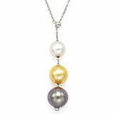 Mikimoto Vintage 14K White Gold Sea Pearl Graduated Drop Pendant Necklace