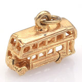 Vintage 14K Yellow Gold Double Decker Bus Charm Pendant